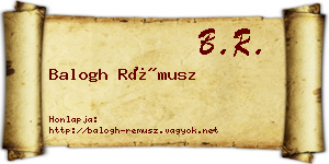 Balogh Rémusz névjegykártya